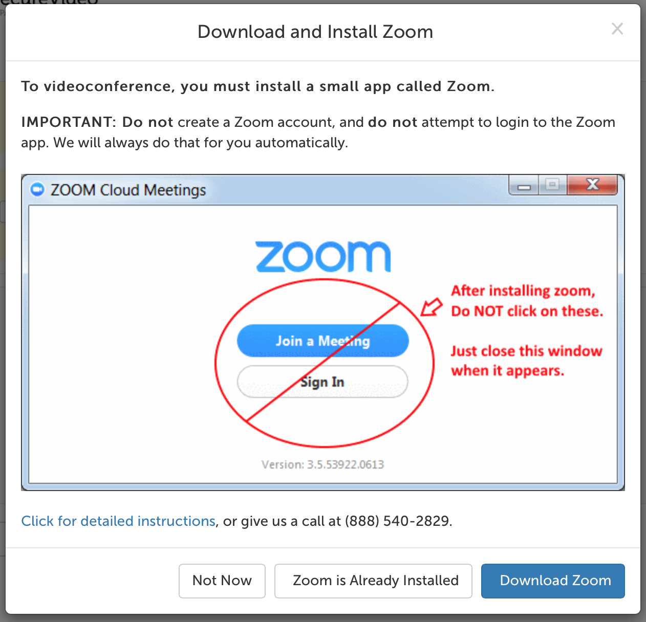 Download and Install Zoom message