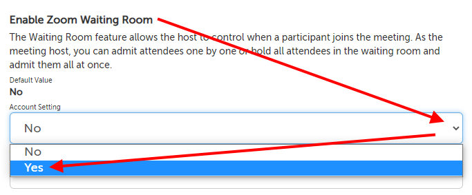 "Enable Zoom Waiting Room" setting